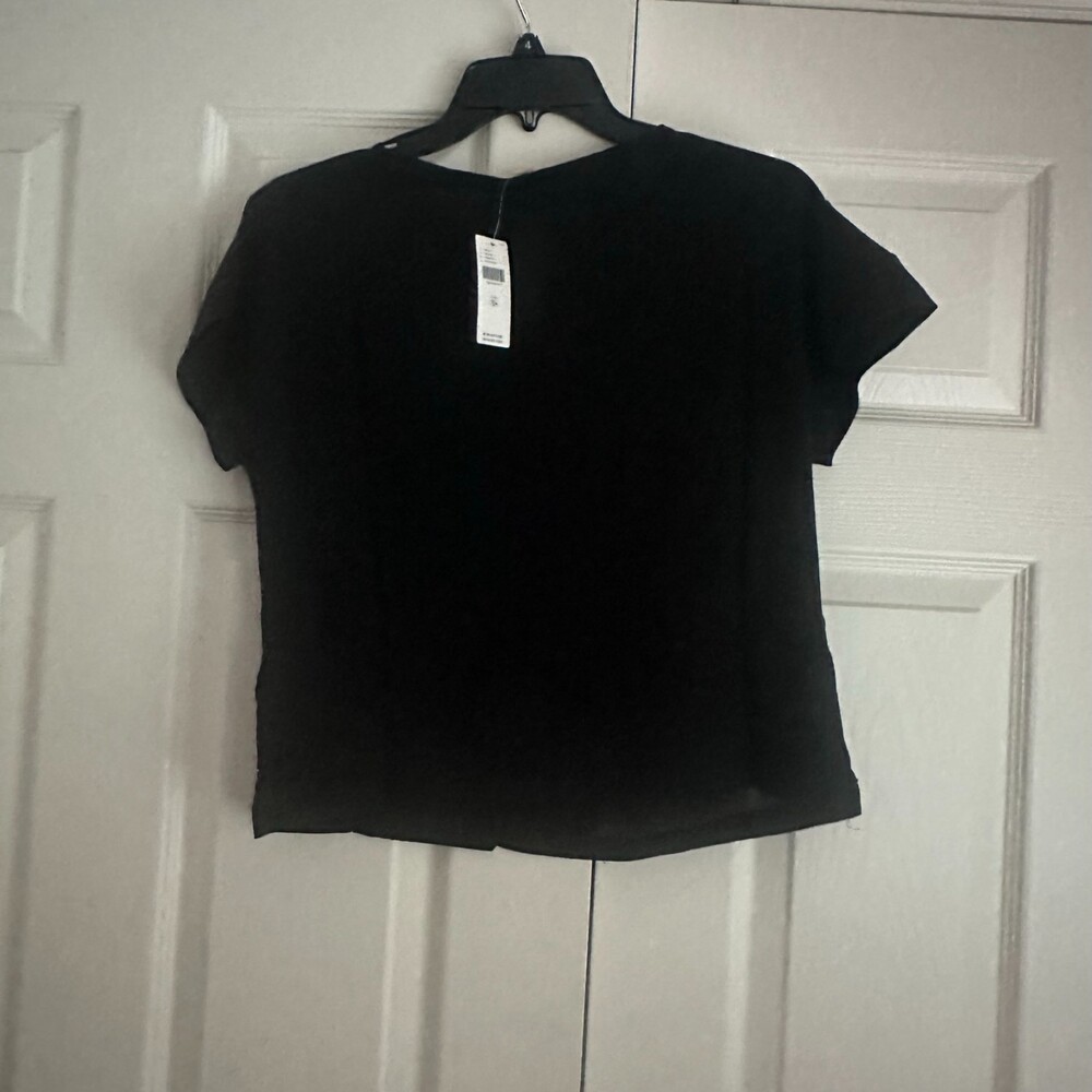Anthropologie Tiny Embroidered Floral Tee Blouse Black XS NWT - Picture 6 of 9